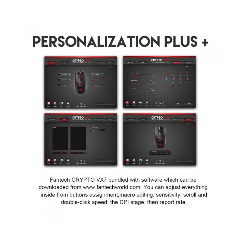 Fantech VX7 CRYPTO RGB Gaming Mouse, BLACK