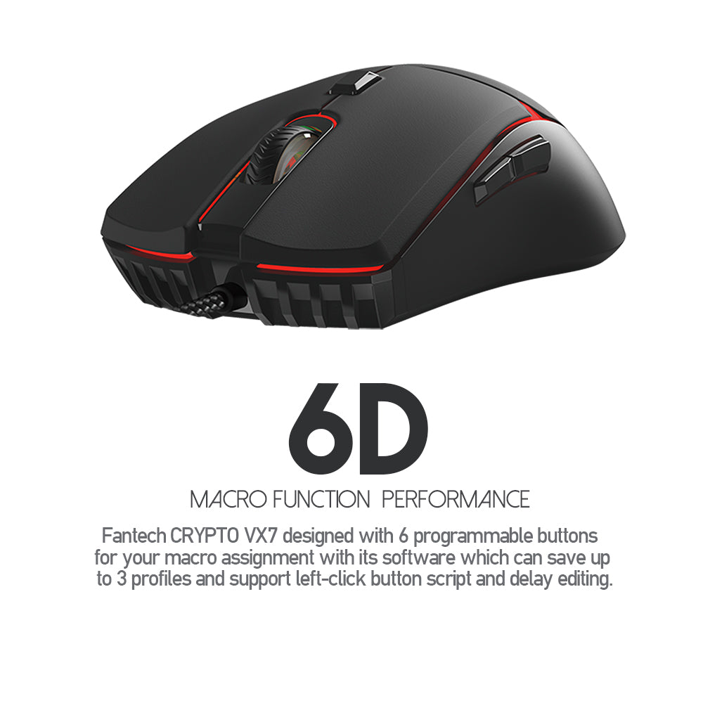 Fantech VX7 CRYPTO RGB Gaming Mouse, BLACK
