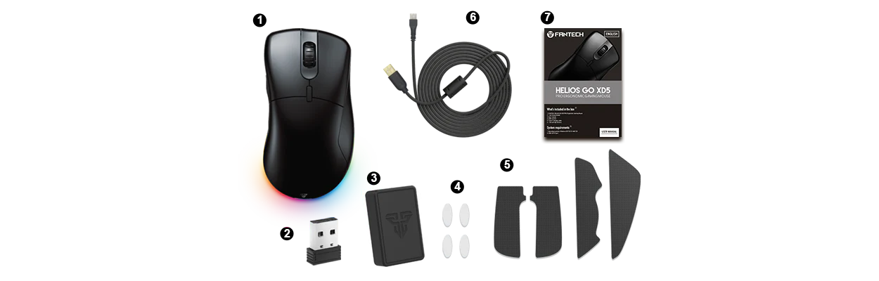 Fantech XD5 HELIOS GO - Dual-Mode Wireless Gaming Mouse