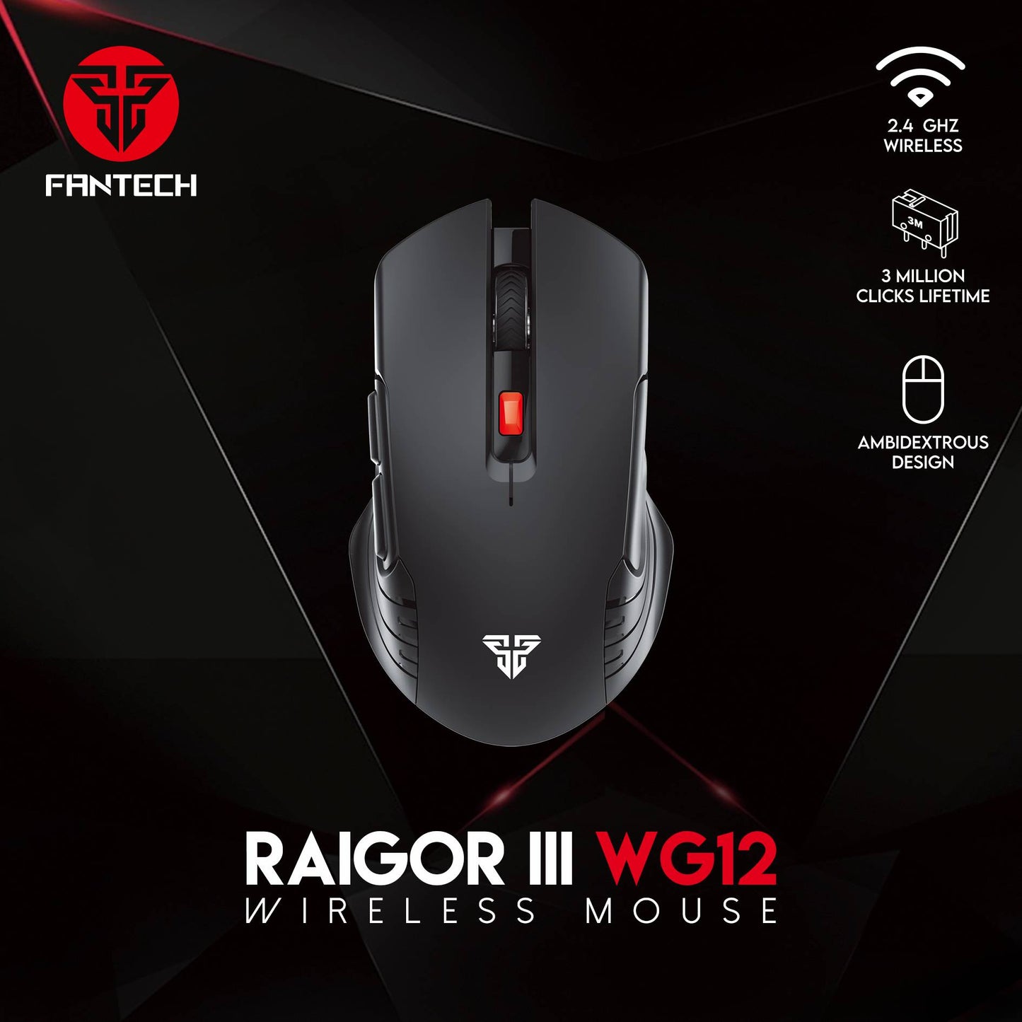Fantech WG12R RAIGOR III Rechargeable Wireless Mouse - BLACK